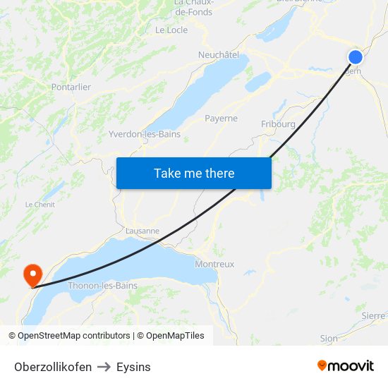 Oberzollikofen to Eysins map