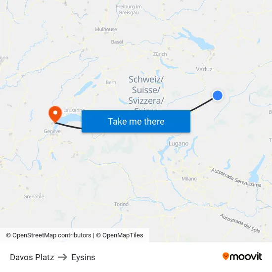 Davos Platz to Eysins map