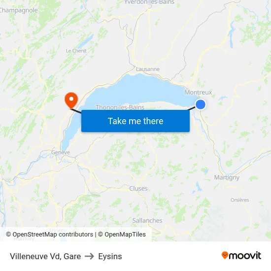Villeneuve Vd, Gare to Eysins map
