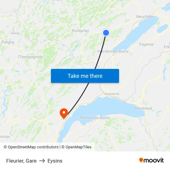 Fleurier, Gare to Eysins map