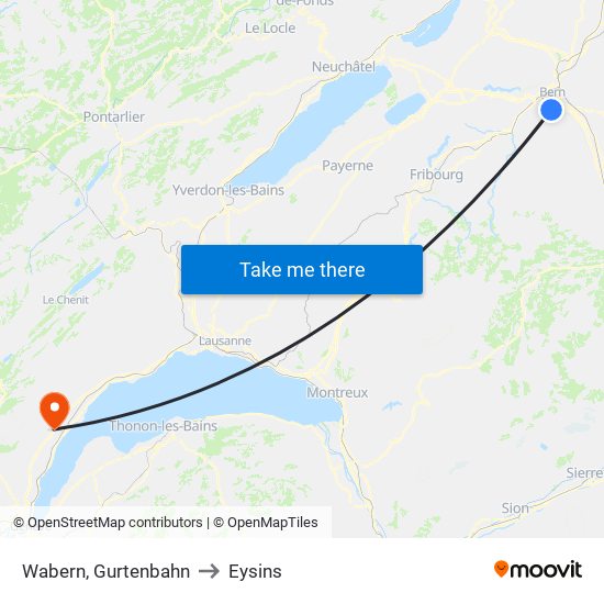 Wabern, Gurtenbahn to Eysins map