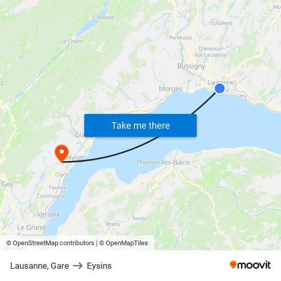 Lausanne, Gare to Eysins map