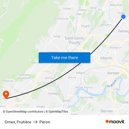 Ornex, Fruitière to Péron map