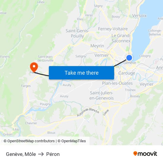 Genève, Môle to Péron map