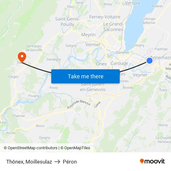 Thônex, Moillesulaz to Péron map