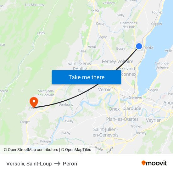 Versoix, Saint-Loup to Péron map