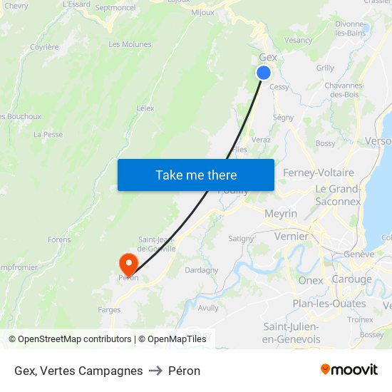 Gex, Vertes Campagnes to Péron map