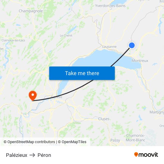 Palézieux to Péron map
