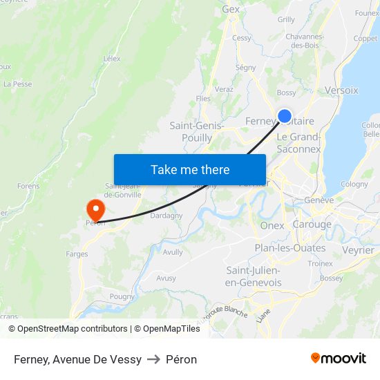 Ferney, Avenue De Vessy to Péron map