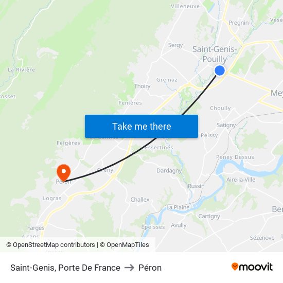 Saint-Genis, Porte De France to Péron map