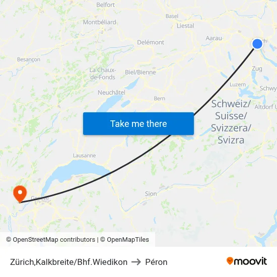 Zürich,Kalkbreite/Bhf.Wiedikon to Péron map
