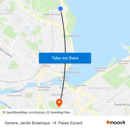 Genève, Jardin Botanique to Palais Eynard map