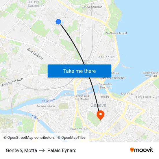 Genève, Motta to Palais Eynard map