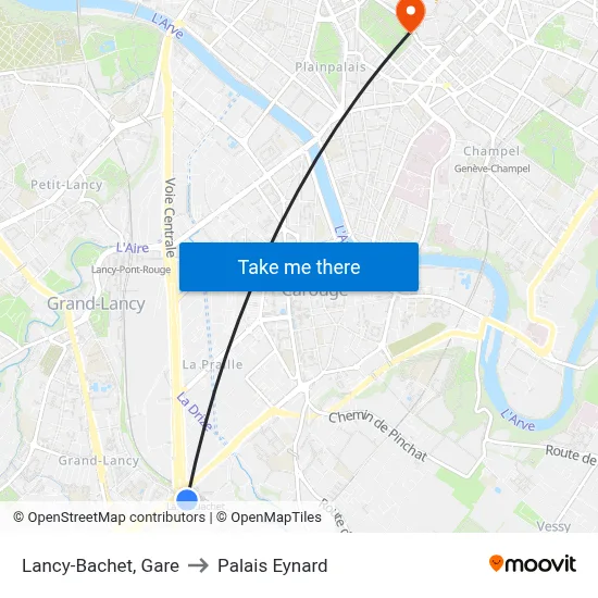 Lancy-Bachet, Gare to Palais Eynard map