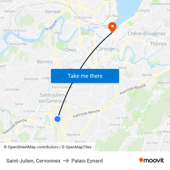 Saint-Julien, Cervonnex to Palais Eynard map