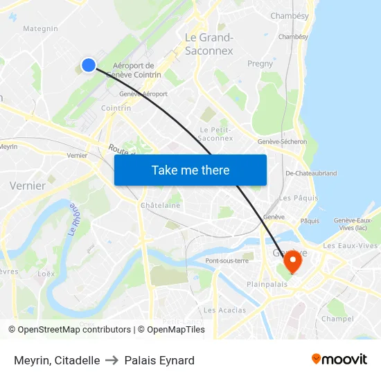 Meyrin, Citadelle to Palais Eynard map