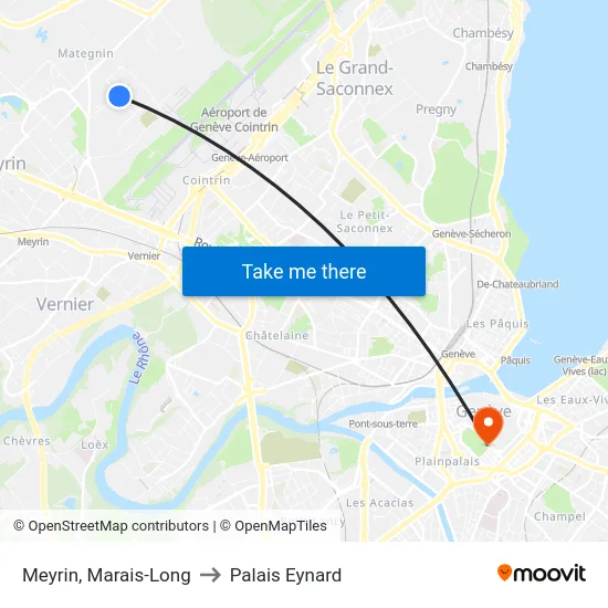 Meyrin, Marais-Long to Palais Eynard map
