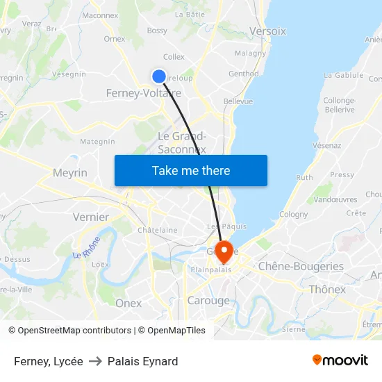 Ferney, Lycée to Palais Eynard map