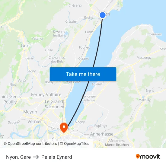 Nyon, Gare to Palais Eynard map