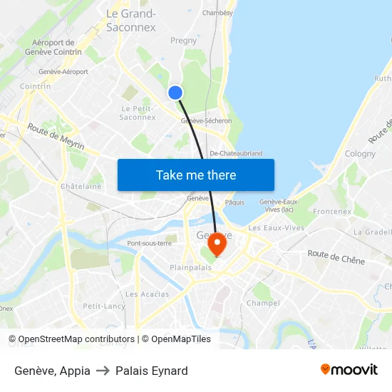 Genève, Appia to Palais Eynard map