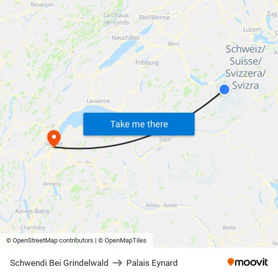 Schwendi Bei Grindelwald to Palais Eynard map