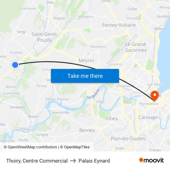 Thoiry, Centre Commercial to Palais Eynard map