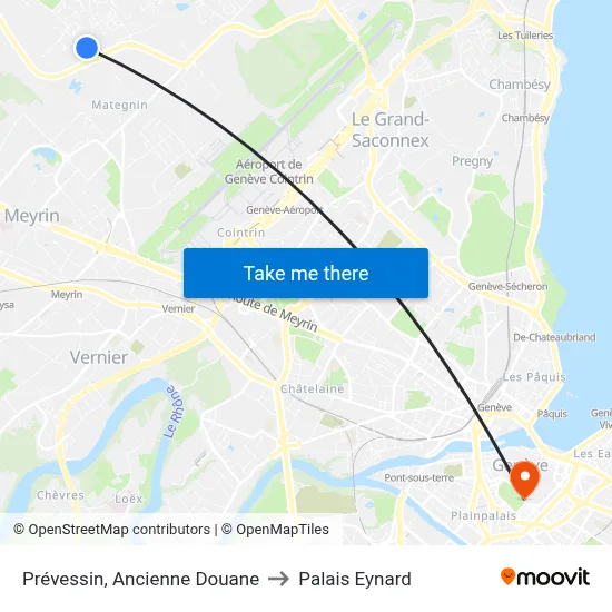 Prévessin, Ancienne Douane to Palais Eynard map