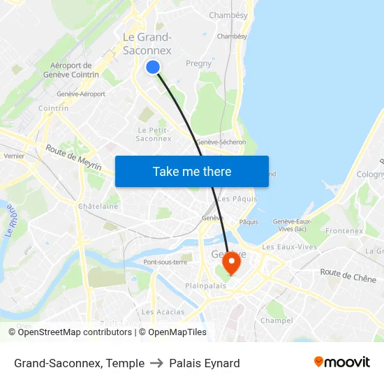 Grand-Saconnex, Temple to Palais Eynard map