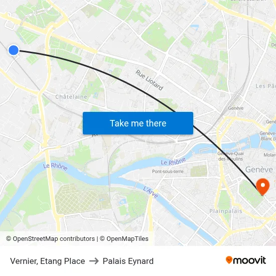 Vernier, Etang Place to Palais Eynard map