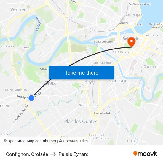 Confignon, Croisée to Palais Eynard map