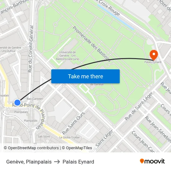 Genève, Plainpalais to Palais Eynard map