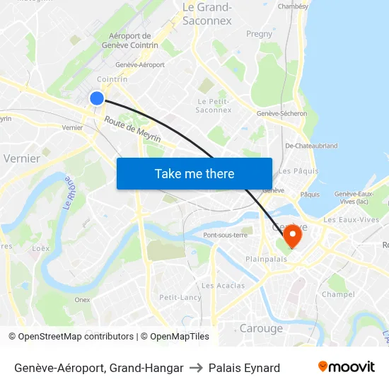 Genève-Aéroport, Grand-Hangar to Palais Eynard map