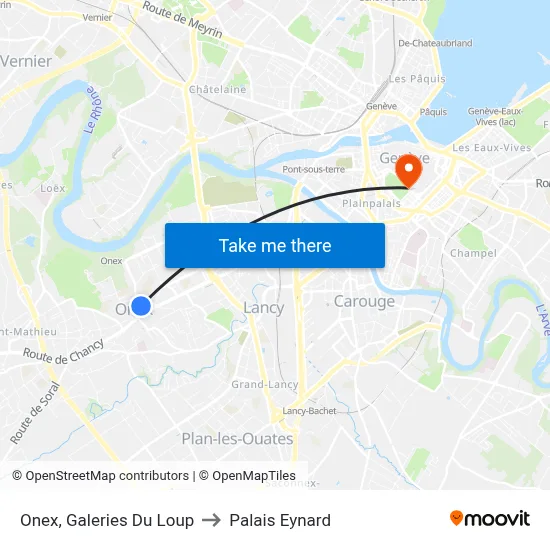 Onex, Galeries Du Loup to Palais Eynard map