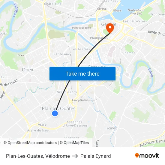 Plan-Les-Ouates, Vélodrome to Palais Eynard map