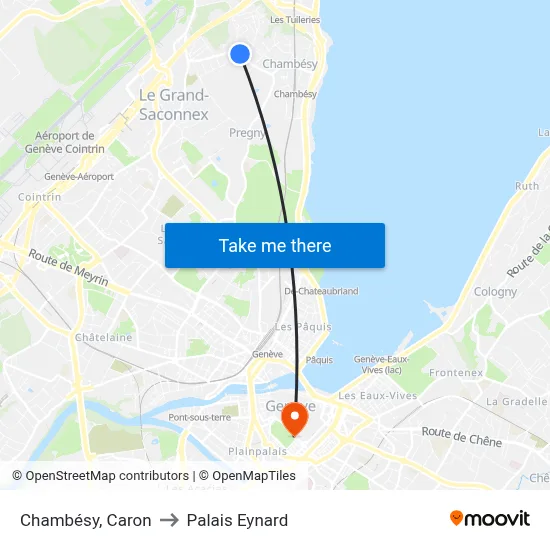 Chambésy, Caron to Palais Eynard map