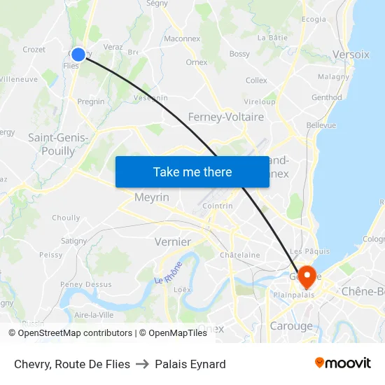 Chevry, Route De Flies to Palais Eynard map