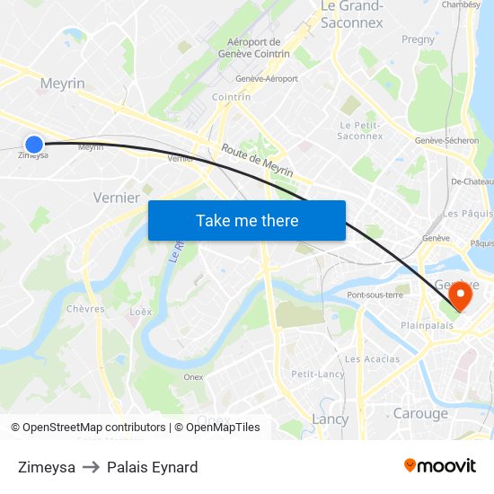 Zimeysa to Palais Eynard map