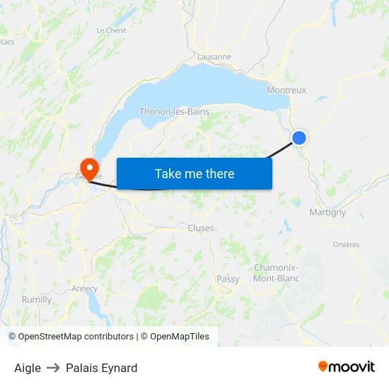 Aigle to Palais Eynard map
