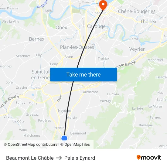 Beaumont, Le Châble to Palais Eynard map