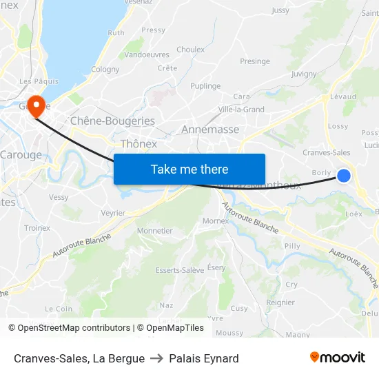 Cranves-Sales, La Bergue to Palais Eynard map
