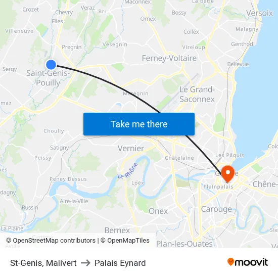 St-Genis, Malivert to Palais Eynard map