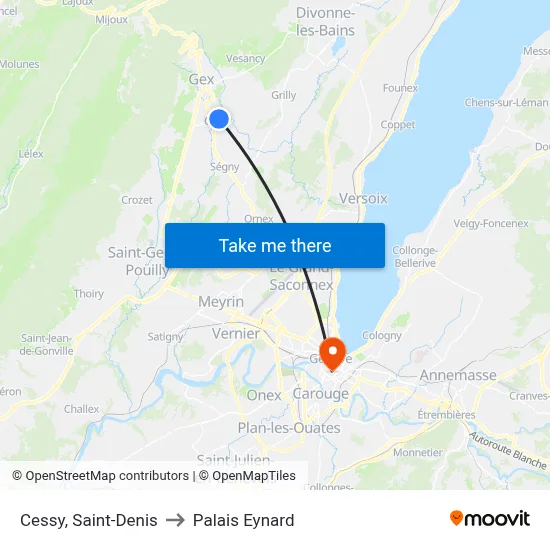 Cessy, Saint-Denis to Palais Eynard map