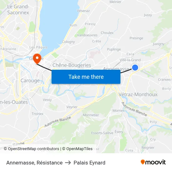 Annemasse, Résistance to Palais Eynard map