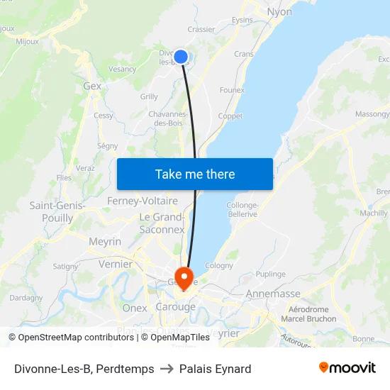 Divonne-Les-B, Perdtemps to Palais Eynard map