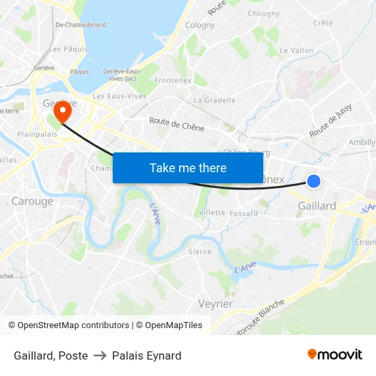 Gaillard, Poste to Palais Eynard map