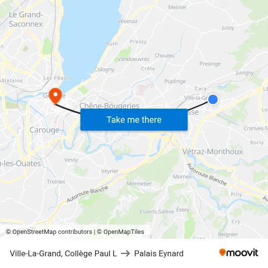 Ville-La-Grand, Collège Paul L to Palais Eynard map