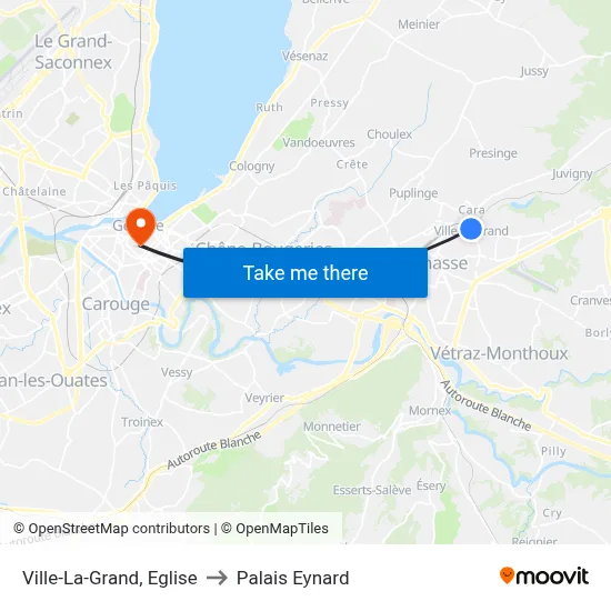 Ville-La-Grand, Eglise to Palais Eynard map