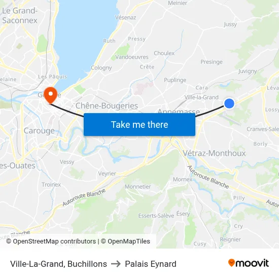 Ville-La-Grand, Buchillons to Palais Eynard map