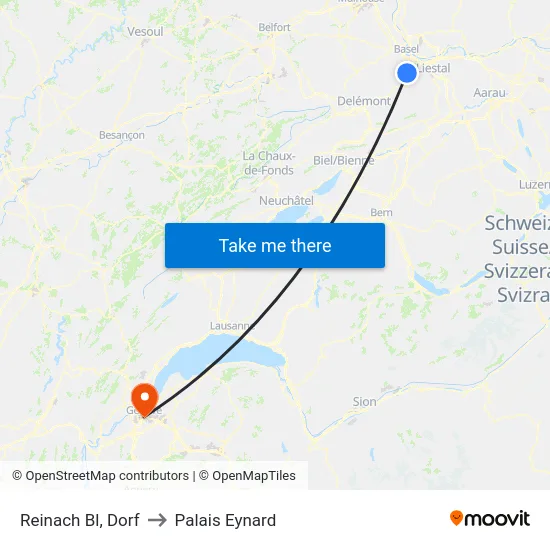 Reinach Bl, Rebberg to Palais Eynard map