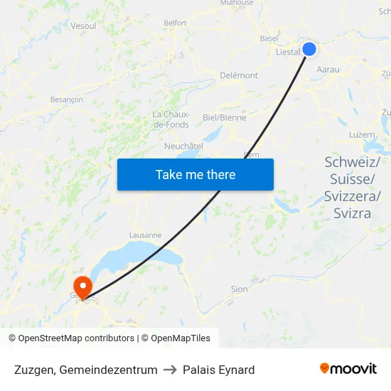Zuzgen, Gemeindezentrum to Palais Eynard map